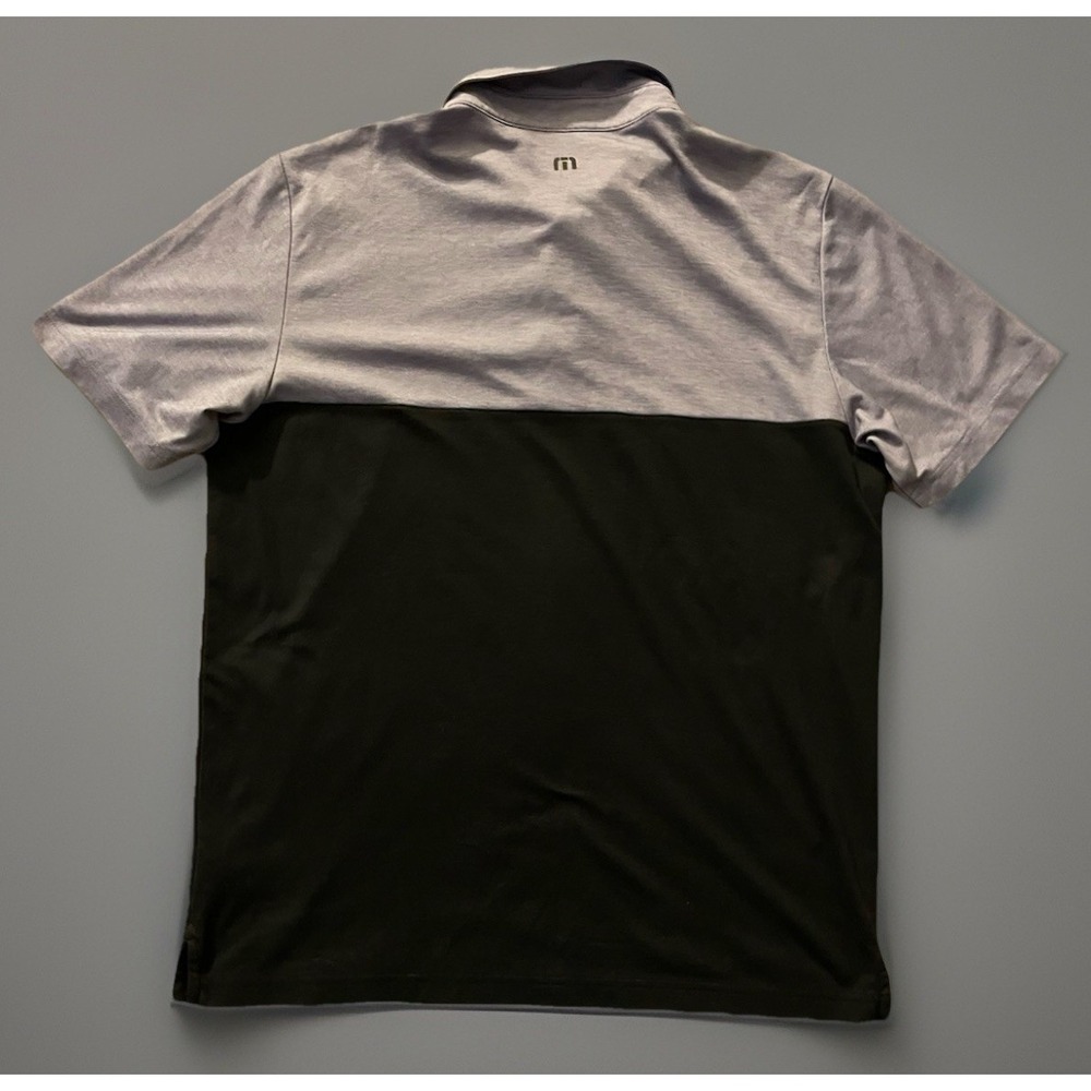 Travis Mathew Short Sleeve Polo Shirt Blue Black Colorblock Logo Large JBHS - Picture 2 of 9